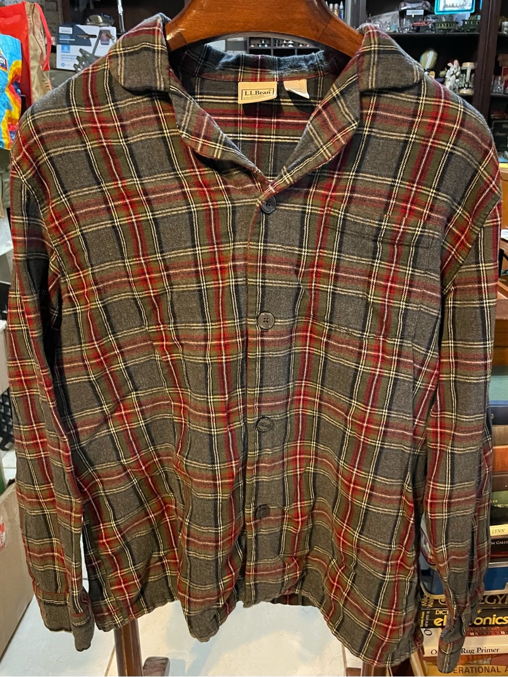 L.L. Bean Men's Gray and Red Plaid Button-Down Shirt